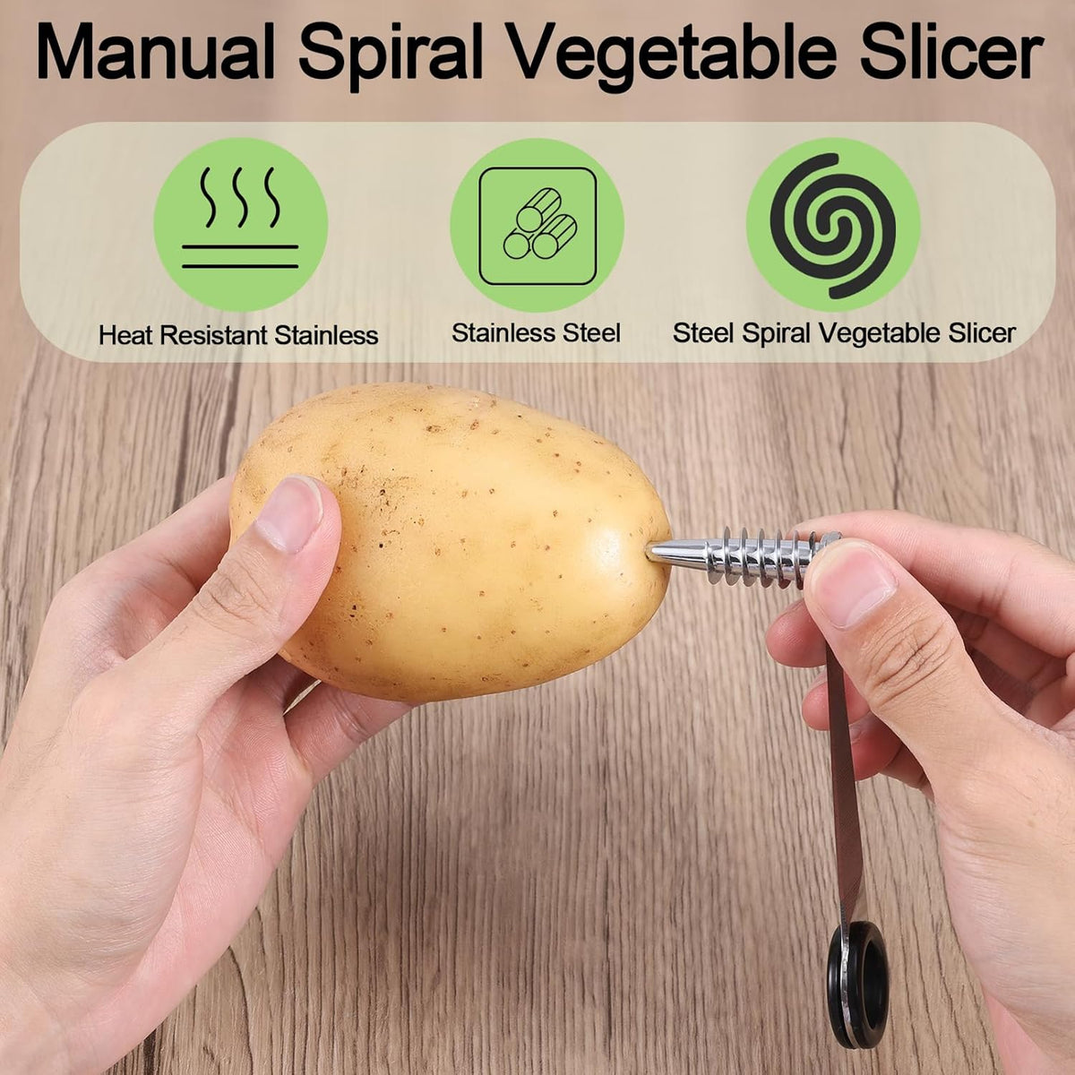 2pcs Spiral Cutter Knives, Stainless Steel Vegetable Slicer Cutter Portable Practical Veggies Manual Slicer Kitchen Accessories for Potatoes Cucumbers Carrots Fruits