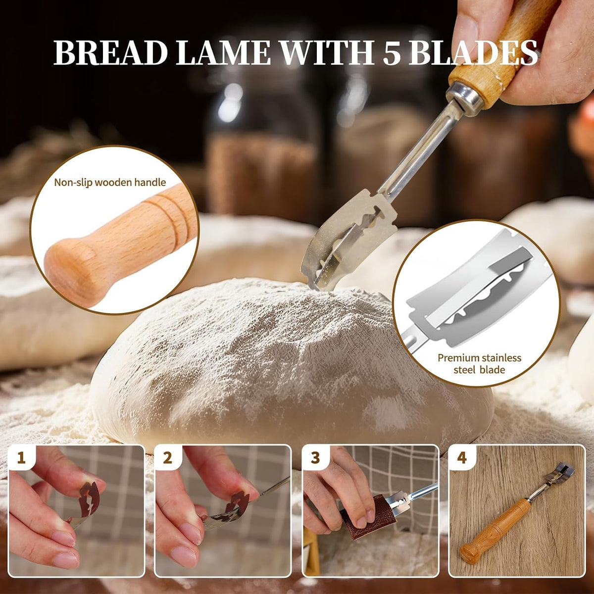 Sourdough Starter Kit with Round & Oval Banneton Bread Proofing Basket Set