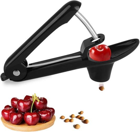 Cherry Pitter - Equipped with Stainless Steel Blade for Quick Cherry Pit Removal, Features Convenient Spring-Back Structure, Suitable for Daily Use for Home Kitchens & Dessert Making, Black