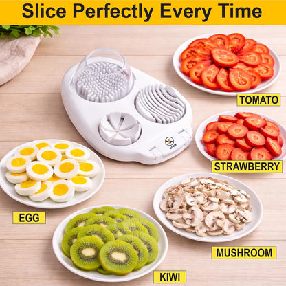 Egg Slicer for Hard Boiled Eggs – 3-in-1 Stainless Steel Egg Cutter & Hard Boiled Egg Slicer, Heavy Duty Egg Chopper with Cleaning Brush for Strawberry, Mushroom, Grape, Cherry Tomato