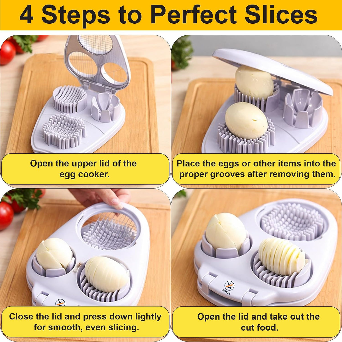 Egg Slicer for Hard Boiled Eggs – 3-in-1 Stainless Steel Egg Cutter & Hard Boiled Egg Slicer, Heavy Duty Egg Chopper with Cleaning Brush for Strawberry, Mushroom, Grape, Cherry Tomato