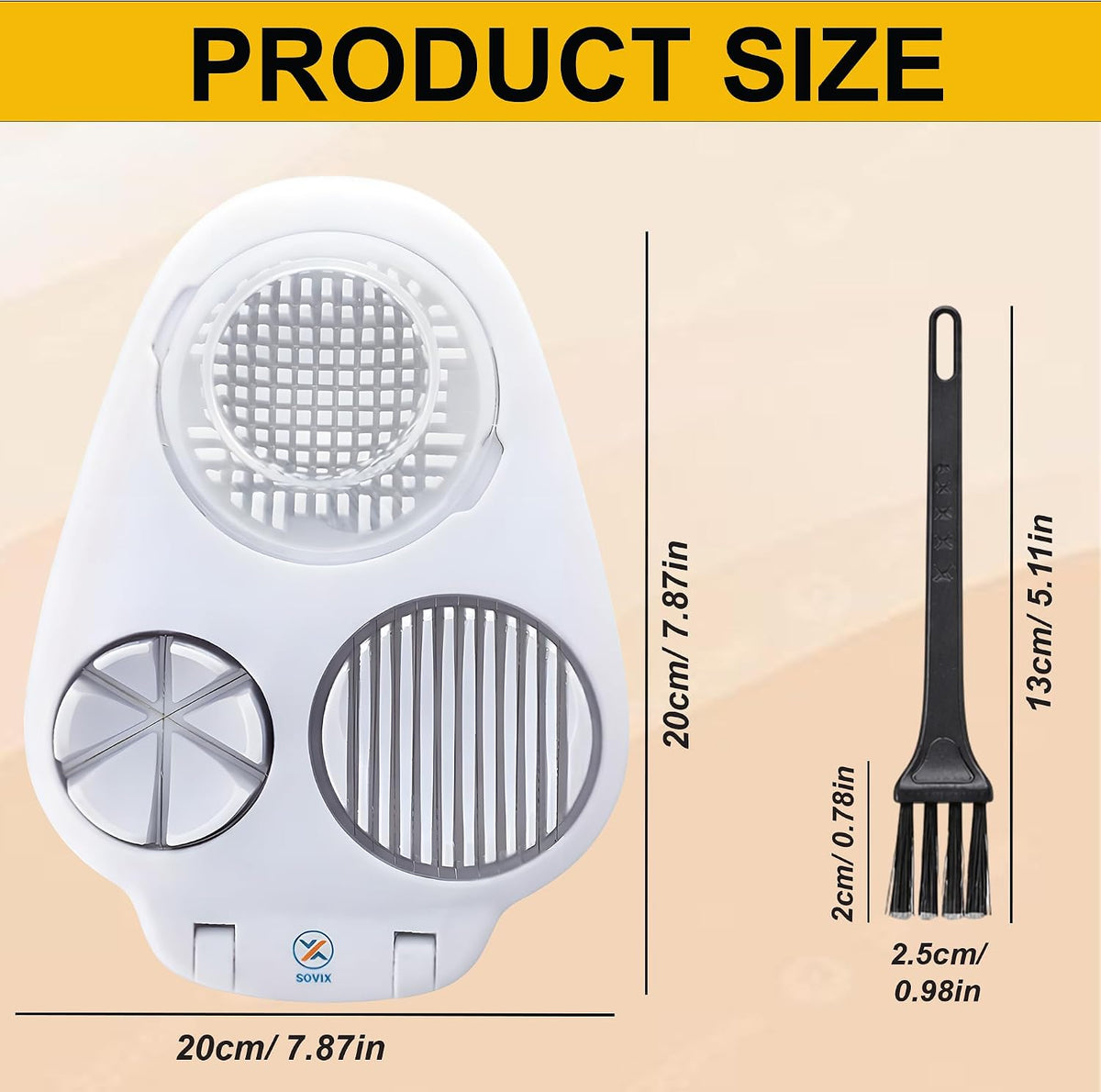 Egg Slicer for Hard Boiled Eggs – 3-in-1 Stainless Steel Egg Cutter & Hard Boiled Egg Slicer, Heavy Duty Egg Chopper with Cleaning Brush for Strawberry, Mushroom, Grape, Cherry Tomato