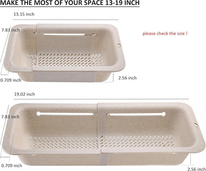 Collapsible Colander for Kitchen, Over the Sink Strainer Basket for Kitchen, Fruit Pasta Food Strainer Expandable Plastic Colander BPA Free (Black)