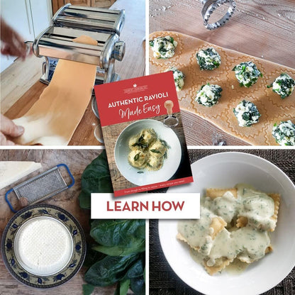Easy Ravioli Maker Cutter Kit | 3 Ravioli Mold Pasta Gift Set + Cookbook | Ravioli Press Guide to Making Ravioli and Stamp Stuffed Pastas like Tortellini + Recipes for Classic Fillings and Sauces