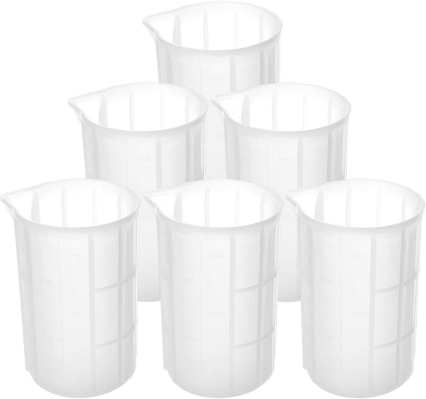 300ml Large Silicone Measuring Cups, 10OZ Reusable Squeeze and Pour Resin Cups for Epoxy, Casting Molds, Slime, Craft Art Projects, Cup Making, Waxing, 6 Packs