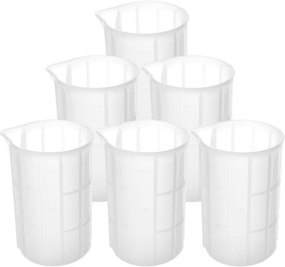 300ml Large Silicone Measuring Cups, 10OZ Reusable Squeeze and Pour Resin Cups for Epoxy, Casting Molds, Slime, Craft Art Projects, Cup Making, Waxing, 6 Packs