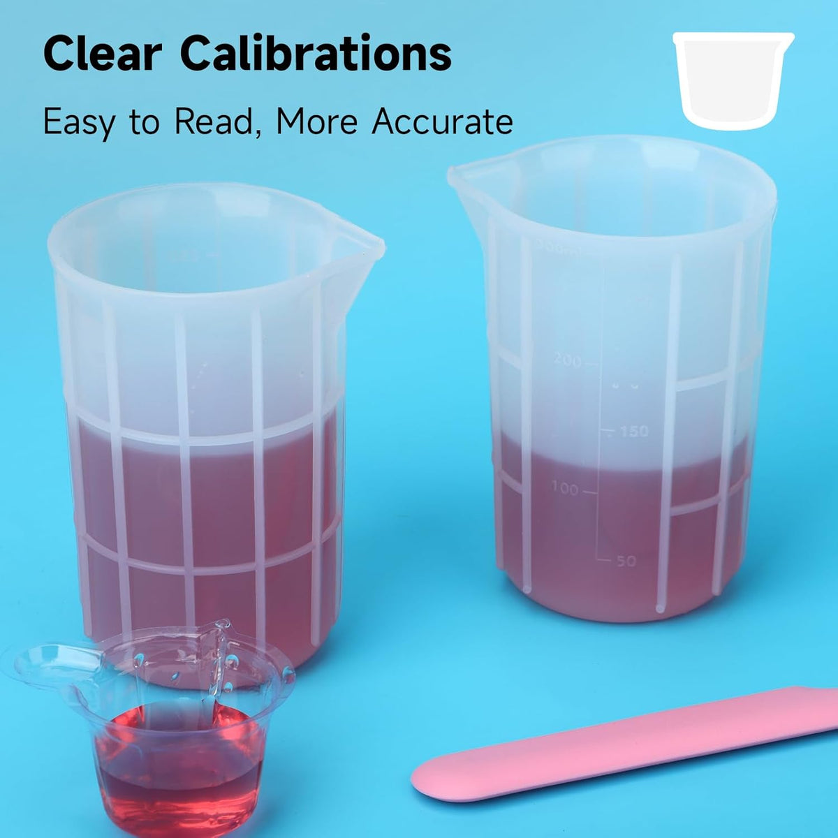 300ml Large Silicone Measuring Cups, 10OZ Reusable Squeeze and Pour Resin Cups for Epoxy, Casting Molds, Slime, Craft Art Projects, Cup Making, Waxing, 6 Packs