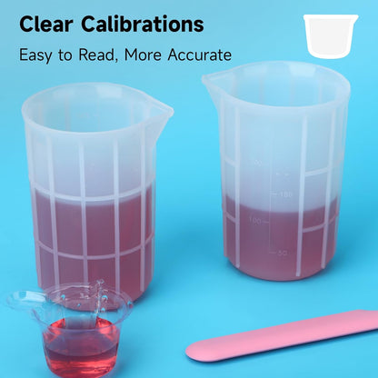 300ml Large Silicone Measuring Cups, 10OZ Reusable Squeeze and Pour Resin Cups for Epoxy, Casting Molds, Slime, Craft Art Projects, Cup Making, Waxing, 6 Packs