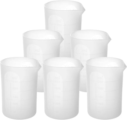 300ml Large Silicone Measuring Cups, 10OZ Reusable Squeeze and Pour Resin Cups for Epoxy, Casting Molds, Slime, Craft Art Projects, Cup Making, Waxing, 6 Packs
