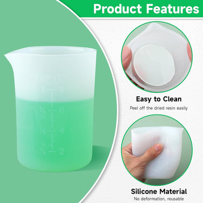300ml Large Silicone Measuring Cups, 10OZ Reusable Squeeze and Pour Resin Cups for Epoxy, Casting Molds, Slime, Craft Art Projects, Cup Making, Waxing, 6 Packs