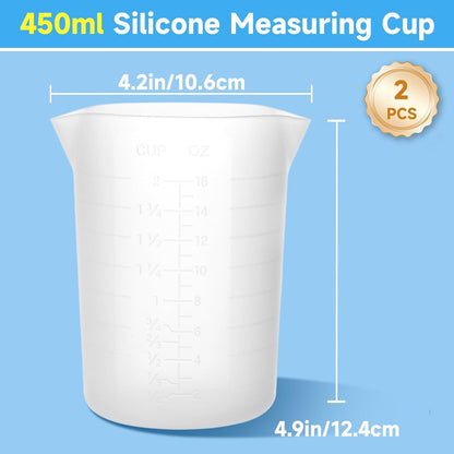 300ml Large Silicone Measuring Cups, 10OZ Reusable Squeeze and Pour Resin Cups for Epoxy, Casting Molds, Slime, Craft Art Projects, Cup Making, Waxing, 6 Packs