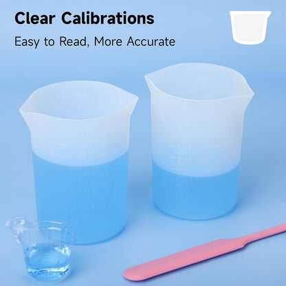 300ml Large Silicone Measuring Cups, 10OZ Reusable Squeeze and Pour Resin Cups for Epoxy, Casting Molds, Slime, Craft Art Projects, Cup Making, Waxing, 6 Packs