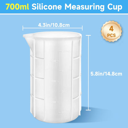 300ml Large Silicone Measuring Cups, 10OZ Reusable Squeeze and Pour Resin Cups for Epoxy, Casting Molds, Slime, Craft Art Projects, Cup Making, Waxing, 6 Packs