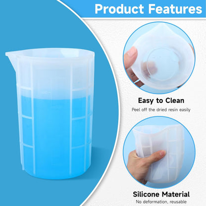300ml Large Silicone Measuring Cups, 10OZ Reusable Squeeze and Pour Resin Cups for Epoxy, Casting Molds, Slime, Craft Art Projects, Cup Making, Waxing, 6 Packs