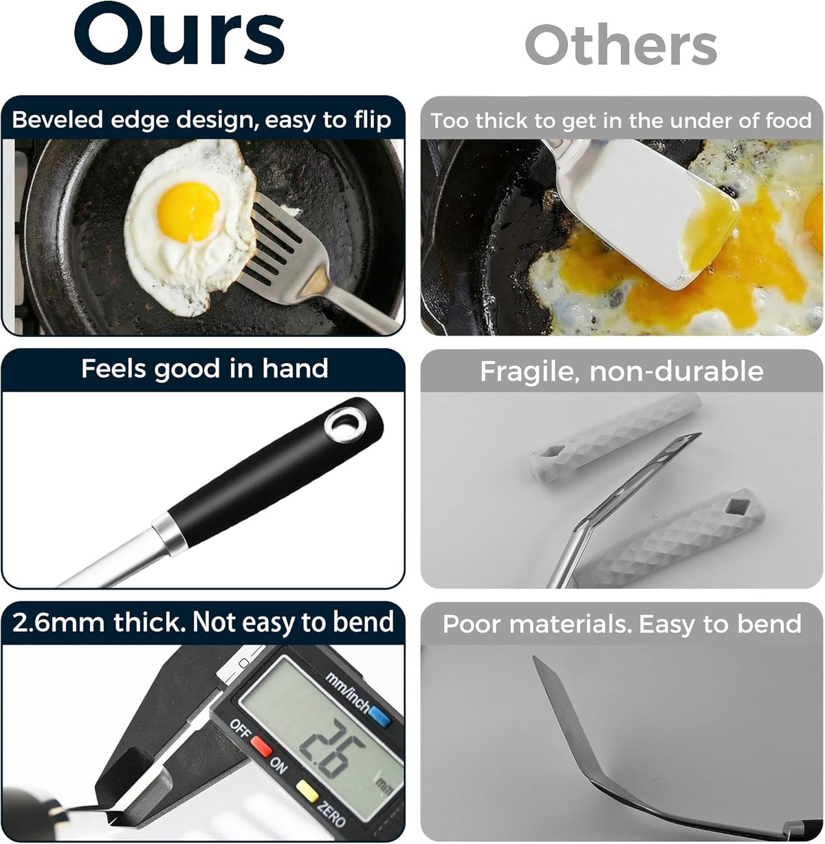 14-in Spatula Set, 18/0 Stianless Steel Heavy Duty Turner & Slotted Spatula, Kitchen Cooking Utensils Set, High Heat Resistant, Grilling Frying Serving Food, Pack of 2