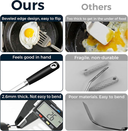 14-in Spatula Set, 18/0 Stianless Steel Heavy Duty Turner & Slotted Spatula, Kitchen Cooking Utensils Set, High Heat Resistant, Grilling Frying Serving Food, Pack of 2
