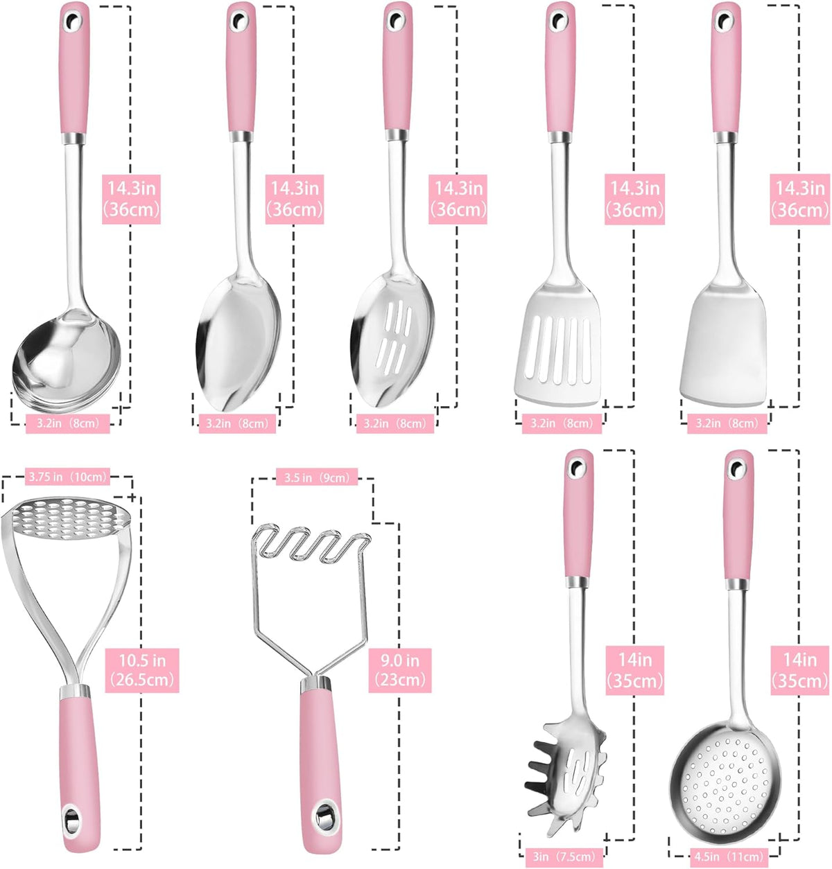 14-in Spatula Set, 18/0 Stianless Steel Heavy Duty Turner & Slotted Spatula, Kitchen Cooking Utensils Set, High Heat Resistant, Grilling Frying Serving Food, Pack of 2