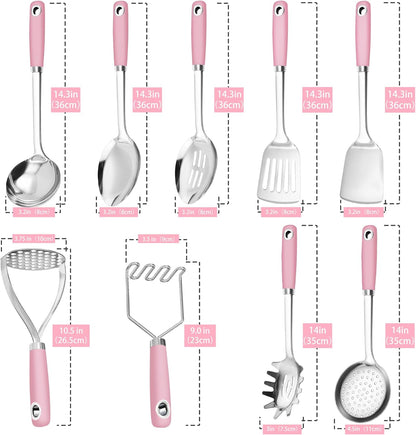 14-in Spatula Set, 18/0 Stianless Steel Heavy Duty Turner & Slotted Spatula, Kitchen Cooking Utensils Set, High Heat Resistant, Grilling Frying Serving Food, Pack of 2