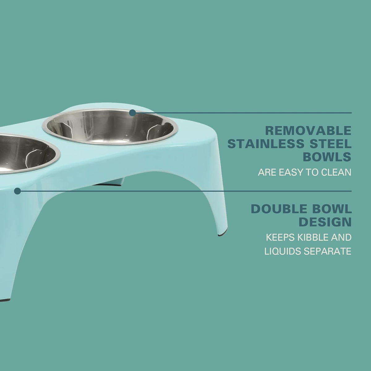 Gibson Home Bow Wow Meow 3-Piece Elevated Dog Bowl Set – Bone-Shaped Raised Feeder with 2 Stainless Steel Bowls for Medium to Large Dogs, Non-Slip, Easy to Clean, Black