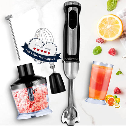 5-in-1 Immersion Hand Blender, 400W, Variable Speed, Red