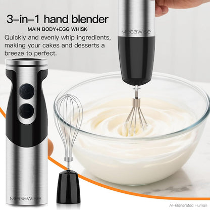 5-in-1 Immersion Hand Blender, 400W, Variable Speed, Red