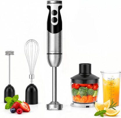 5-in-1 Immersion Hand Blender, 400W, Variable Speed, Red