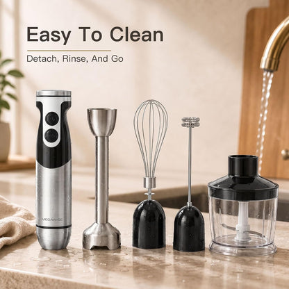 5-in-1 Immersion Hand Blender, 400W, Variable Speed, Red