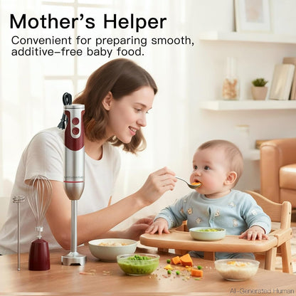 5-in-1 Immersion Hand Blender, 400W, Variable Speed, Red