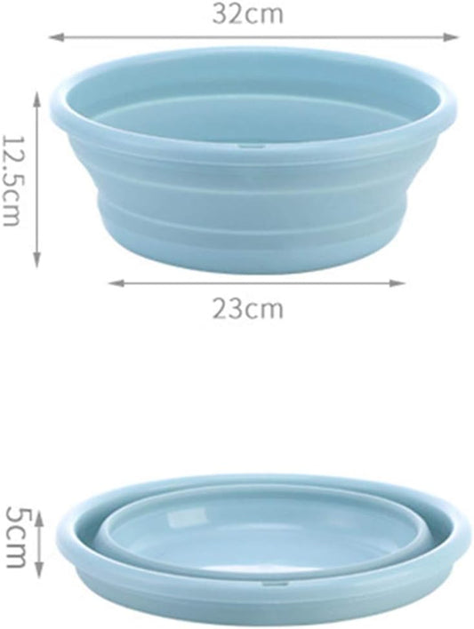 Multi-purpose Collapsible Dish Tub Bowl BPA-Free Round Lightweight Collapsible Wash Basin (Blue)