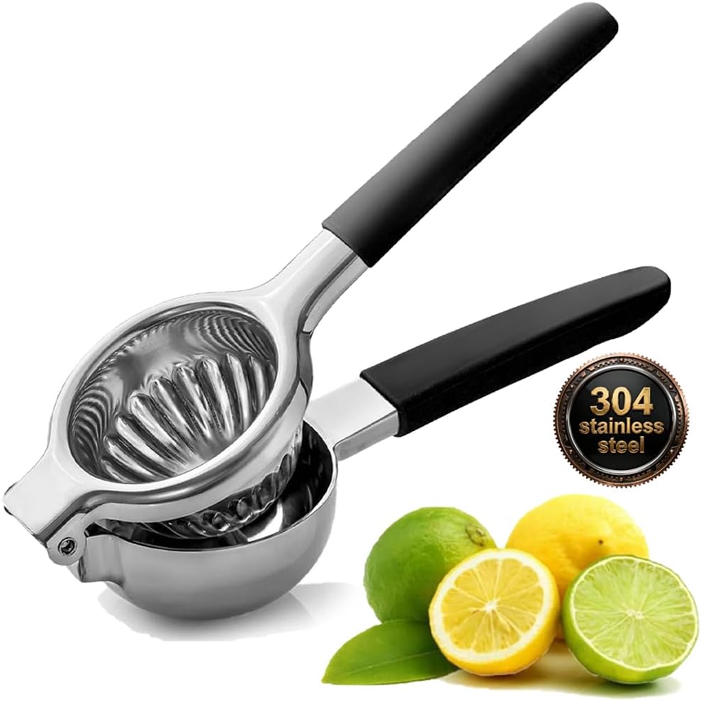 Lemon Squeezer, Heavy Duty Zinc Alloy Manual Citrus Juicer and Lime Squeezer, Handheld Fruit Press for Maximum Juice Extraction, Easy to Clean Metal Hand Juicer for Cooking & Cocktails, Gold