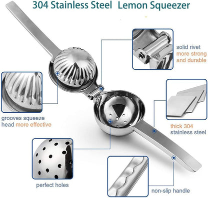 Lemon Squeezer, Heavy Duty Zinc Alloy Manual Citrus Juicer and Lime Squeezer, Handheld Fruit Press for Maximum Juice Extraction, Easy to Clean Metal Hand Juicer for Cooking & Cocktails, Gold
