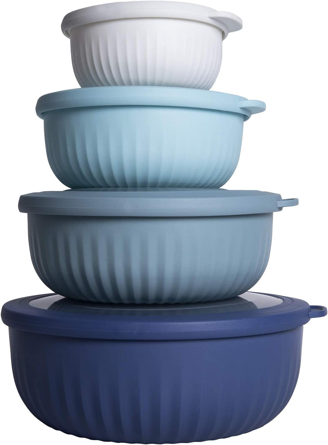 Prep Bowls with Lids- Wide and Deep Nesting Plastic Small Mixing Bowl Set with Lids, 8 Piece Set - Wide Bowls, Sage