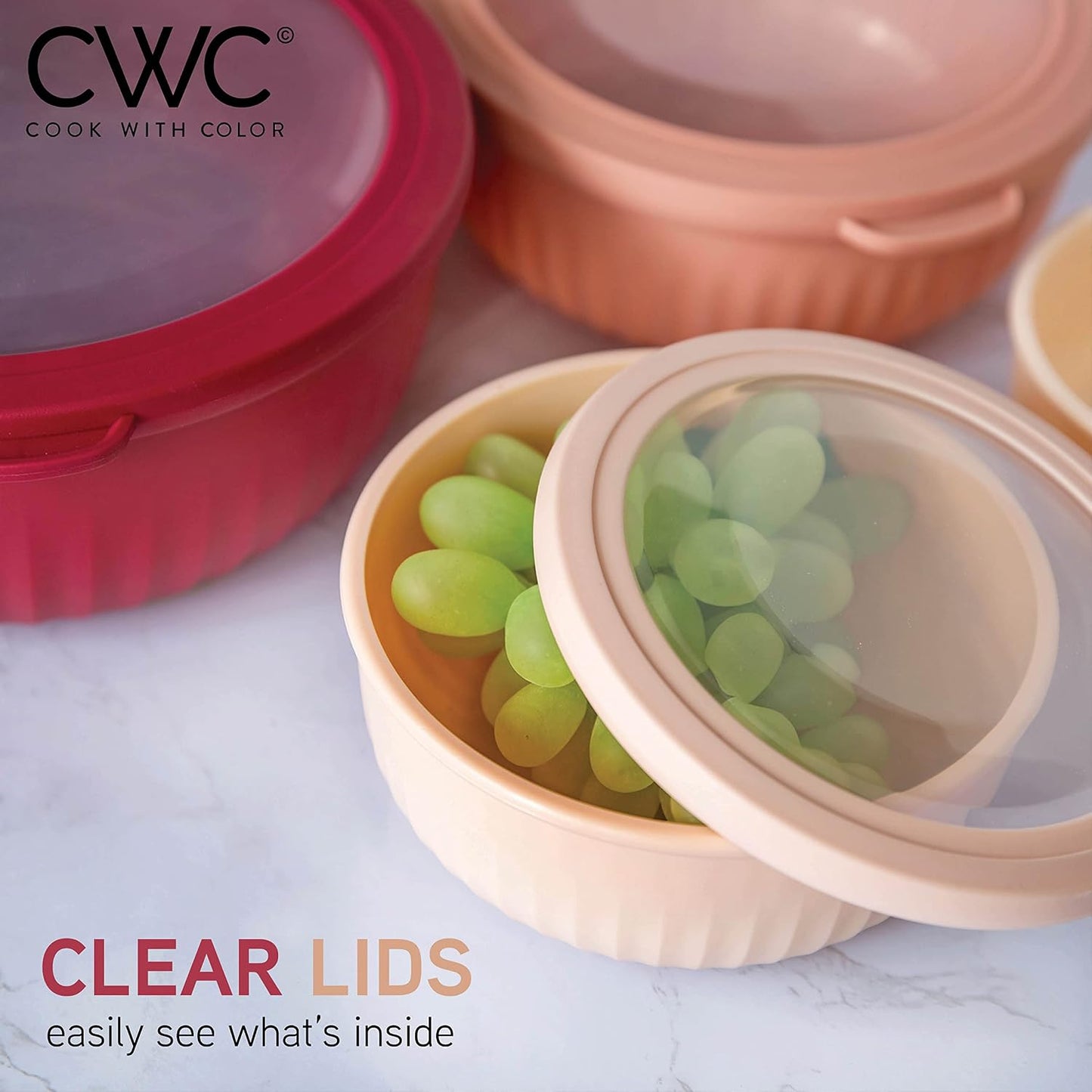 Prep Bowls with Lids- Wide and Deep Nesting Plastic Small Mixing Bowl Set with Lids, 8 Piece Set - Wide Bowls, Sage