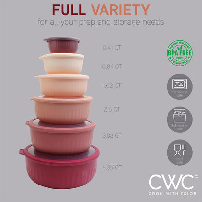 Prep Bowls with Lids- Wide and Deep Nesting Plastic Small Mixing Bowl Set with Lids, 8 Piece Set - Wide Bowls, Sage