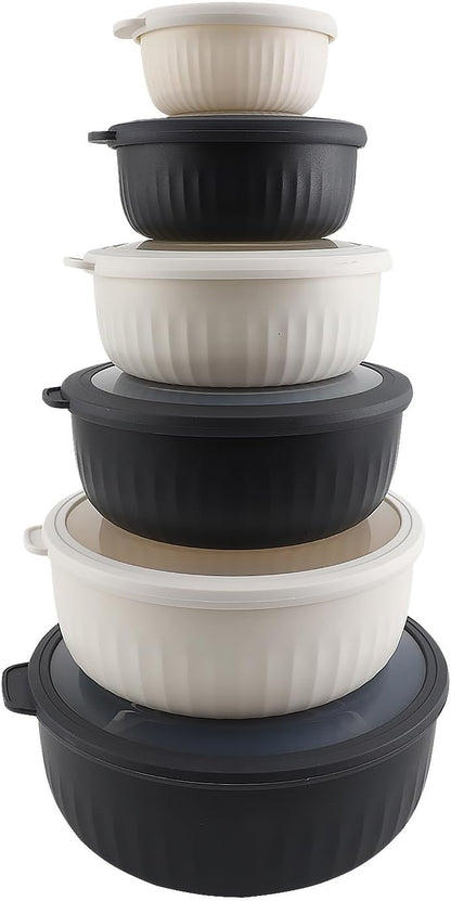 Prep Bowls with Lids- Wide and Deep Nesting Plastic Small Mixing Bowl Set with Lids, 8 Piece Set - Wide Bowls, Sage