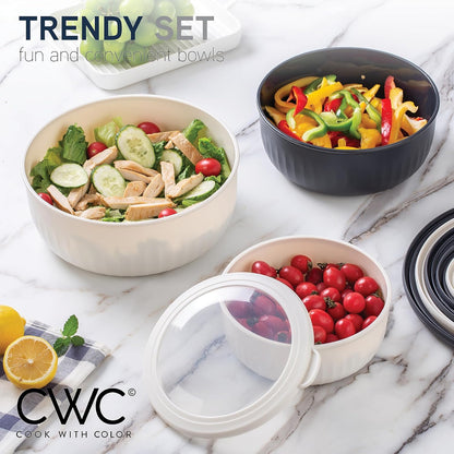 Prep Bowls with Lids- Wide and Deep Nesting Plastic Small Mixing Bowl Set with Lids, 8 Piece Set - Wide Bowls, Sage