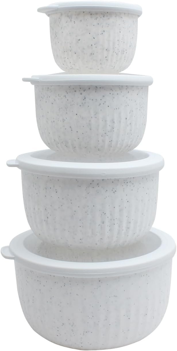 Prep Bowls with Lids- Wide and Deep Nesting Plastic Small Mixing Bowl Set with Lids, 8 Piece Set - Wide Bowls, Sage