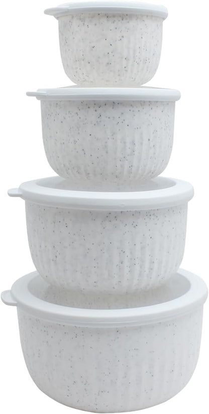 Prep Bowls with Lids- Wide and Deep Nesting Plastic Small Mixing Bowl Set with Lids, 8 Piece Set - Wide Bowls, Sage