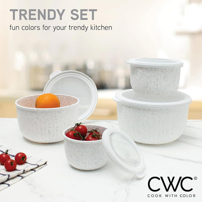 Prep Bowls with Lids- Wide and Deep Nesting Plastic Small Mixing Bowl Set with Lids, 8 Piece Set - Wide Bowls, Sage