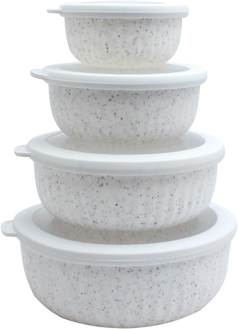 Prep Bowls with Lids- Wide and Deep Nesting Plastic Small Mixing Bowl Set with Lids, 8 Piece Set - Wide Bowls, Sage