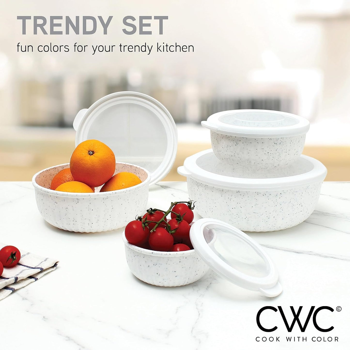Prep Bowls with Lids- Wide and Deep Nesting Plastic Small Mixing Bowl Set with Lids, 8 Piece Set - Wide Bowls, Sage