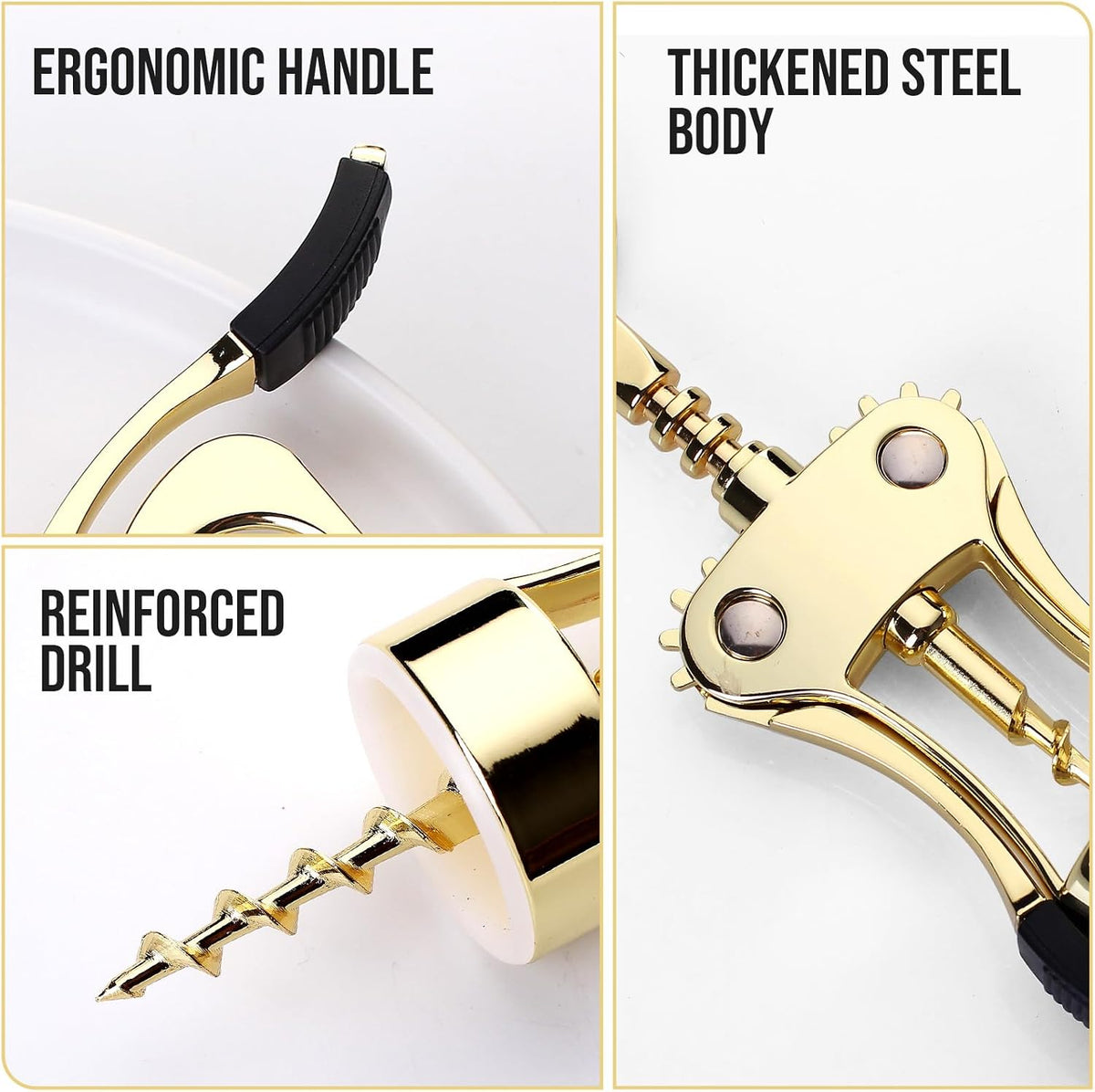 Wine Opener, Zinc Alloy Premium Wing Corkscrew with Multifunctional Bottles Opener, Sharp Wine Corkscrew with Ergonomic Non-Slip Wing Handle, Upgrade