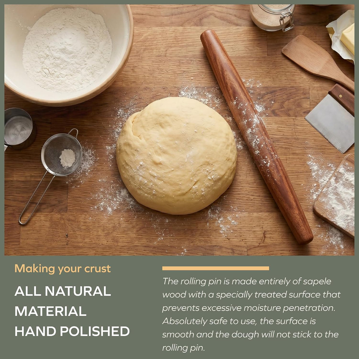 Sapele French Rolling Pin for Baking