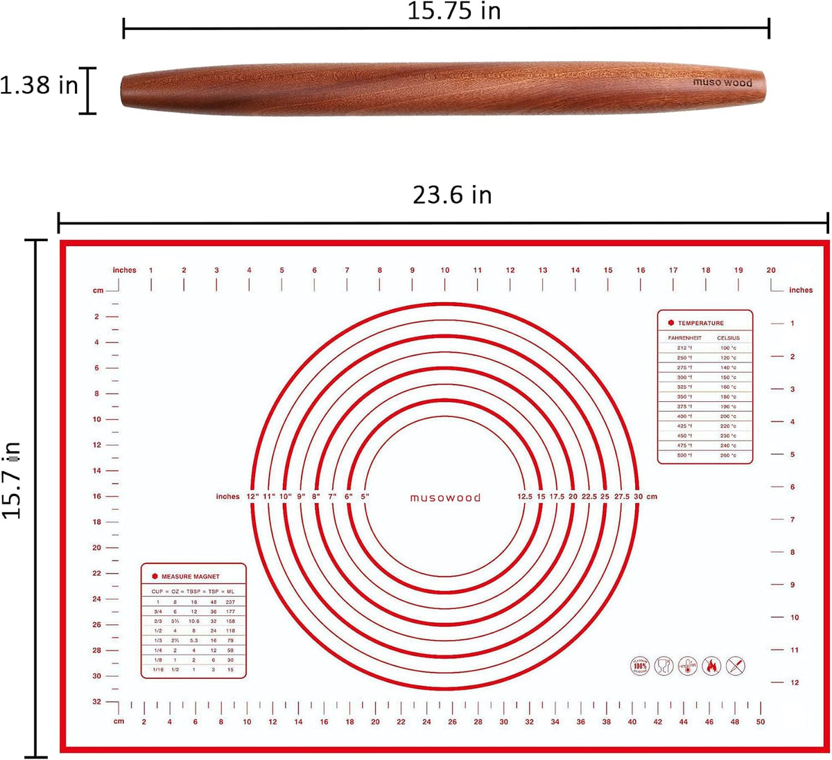 Sapele French Rolling Pin for Baking