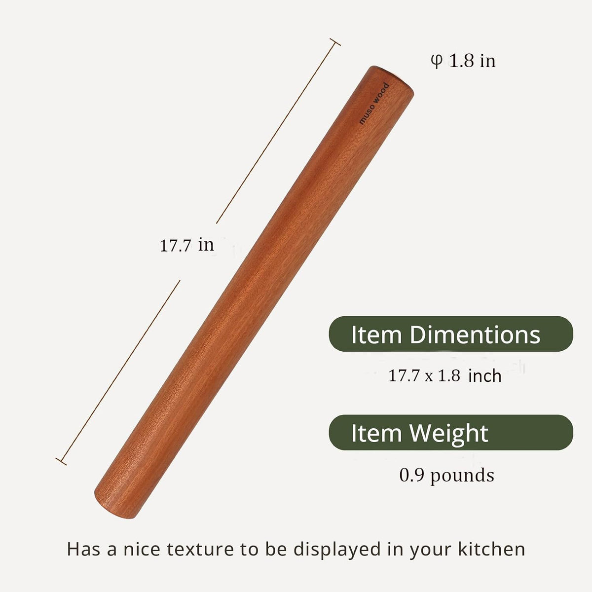 Sapele French Rolling Pin for Baking