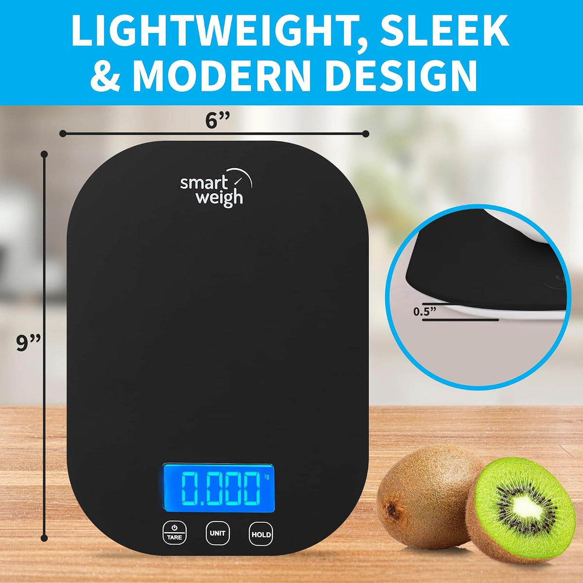 Mint Green Kitchen Scale, 11 lb x 1g, Tare & Backlit Display