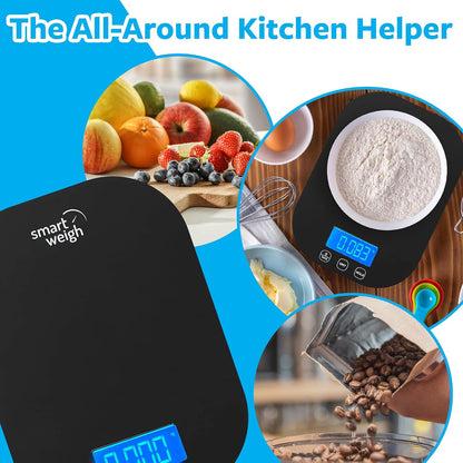 Mint Green Kitchen Scale, 11 lb x 1g, Tare & Backlit Display