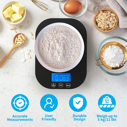 Mint Green Kitchen Scale, 11 lb x 1g, Tare & Backlit Display