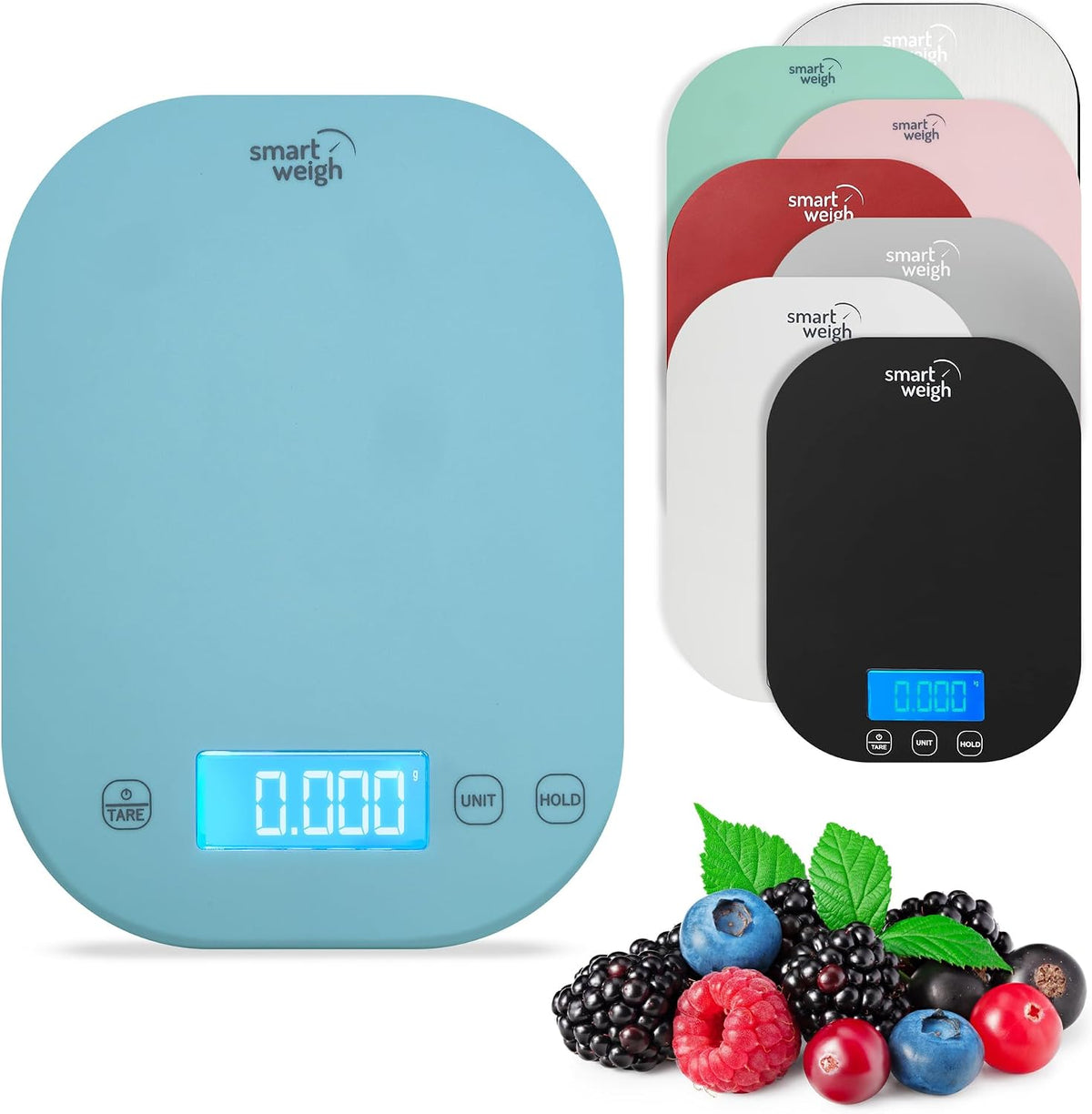 Mint Green Kitchen Scale, 11 lb x 1g, Tare & Backlit Display
