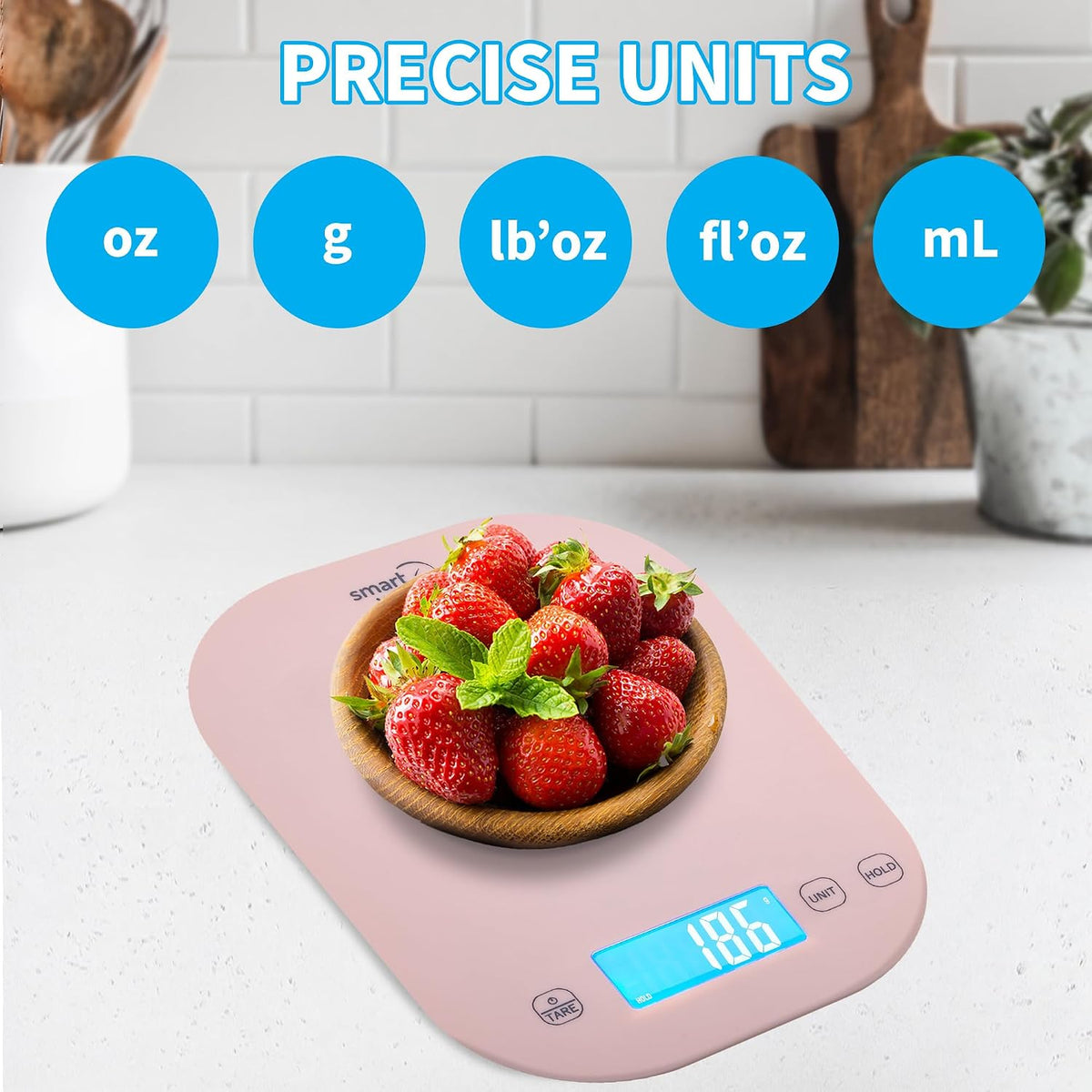 Mint Green Kitchen Scale, 11 lb x 1g, Tare & Backlit Display